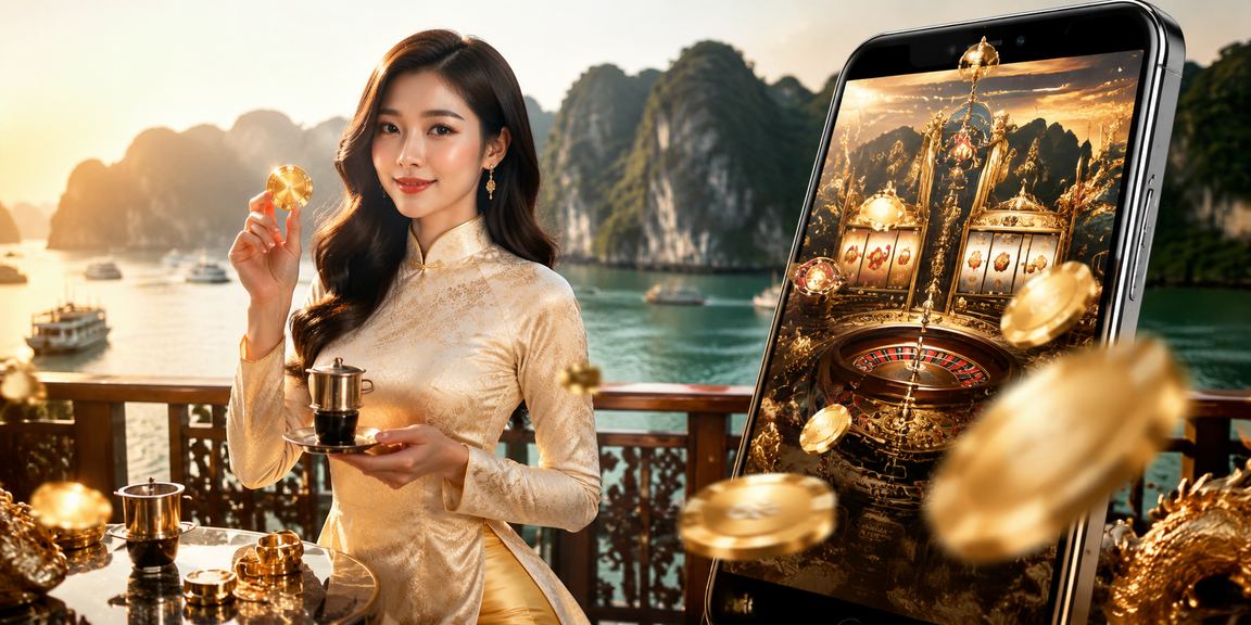 Hình ảnh chơi game casino trên thiết bị di động tại hạ long bay